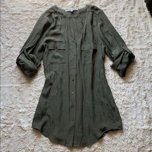 Collective Concepts Green Long Button Down Shirt